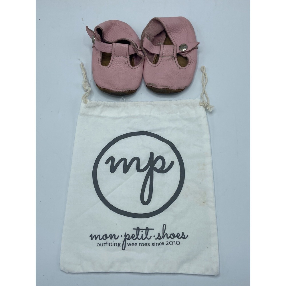 Mon Petit Shoes Size 3 Pink Handmade Leather Mary Janes Soft Soles